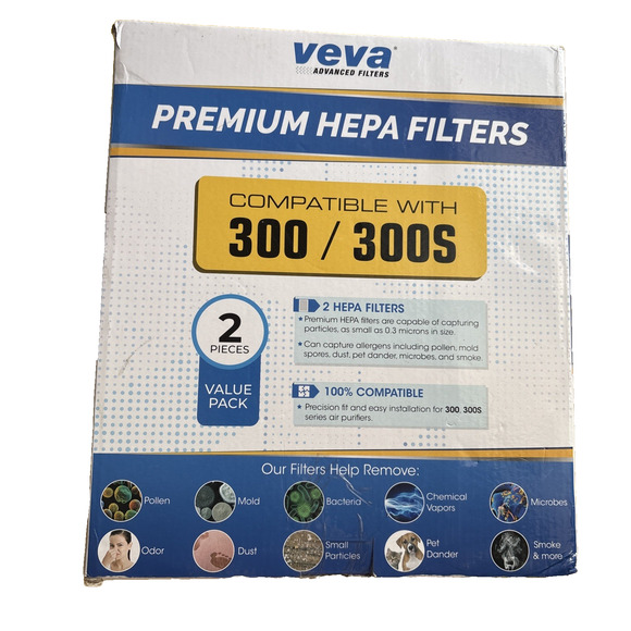 VEVA Premium HEPA Air Filter - 2 Pack HEPA Filters 300 300s Advanced Filter - Picture 1 of 5